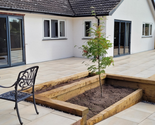 Large Raised Patio In Porcelain