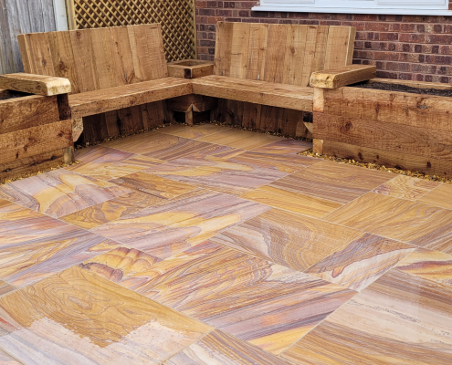 Patio Area In Vibrant Rainbow Sandstone